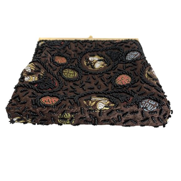 Mister Ernest Vintage Y2K Beaded Embroidered Gold Chain Handbag Purse - Picture 4 of 13